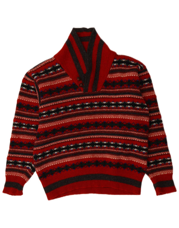 PRINCIPLES Pull à col châle pour femme UK 14 Rouge moyen Fair Isle
