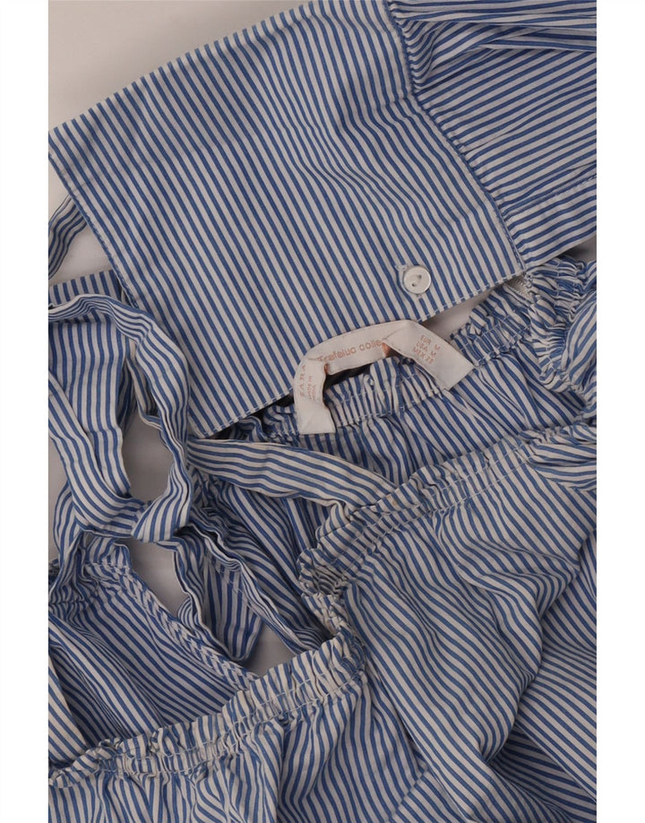 Zara Chemisier surdimensionné à épaules dénudées pour femme UK 14 Bleu moyen rayé