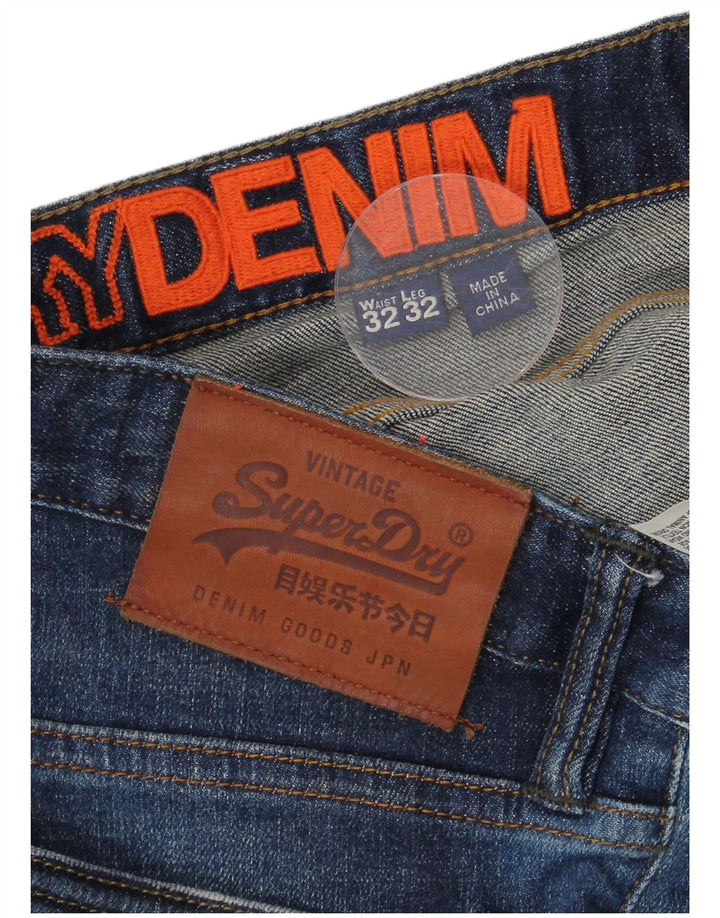 SUPERDRY Jean Slim effet vieilli W32 L29 bleu coton pour homme