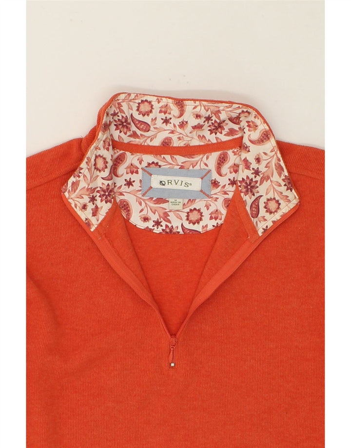 ORVIS Womens Zip Neck Jumper Sweater UK 14 Medium Red Cotton Vintage Orvis and Second-Hand Orvis from Messina Hembry 