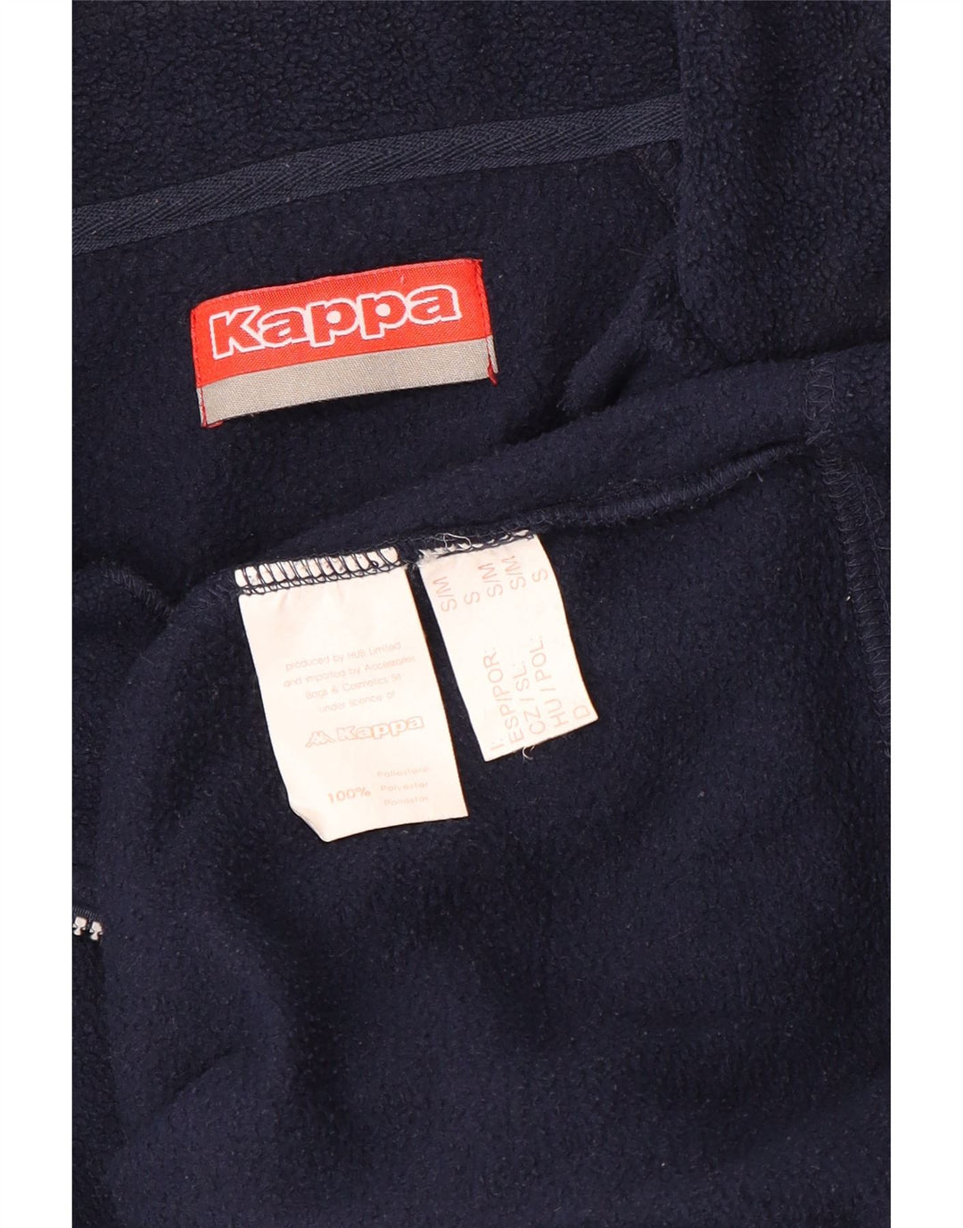 Kappa Pull polaire à col zippé pour homme, petit, bleu marine, polyester