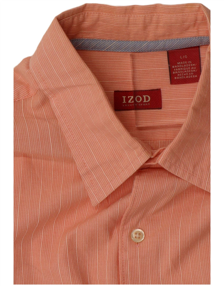 IZOD Chemise à Manches Courtes Homme Grand Coton Rayé Orange