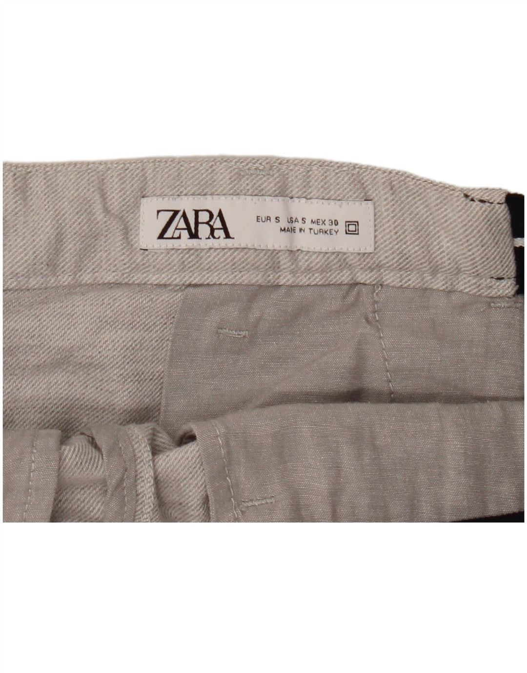 Zara Short Chino Homme Petit W30 Gris