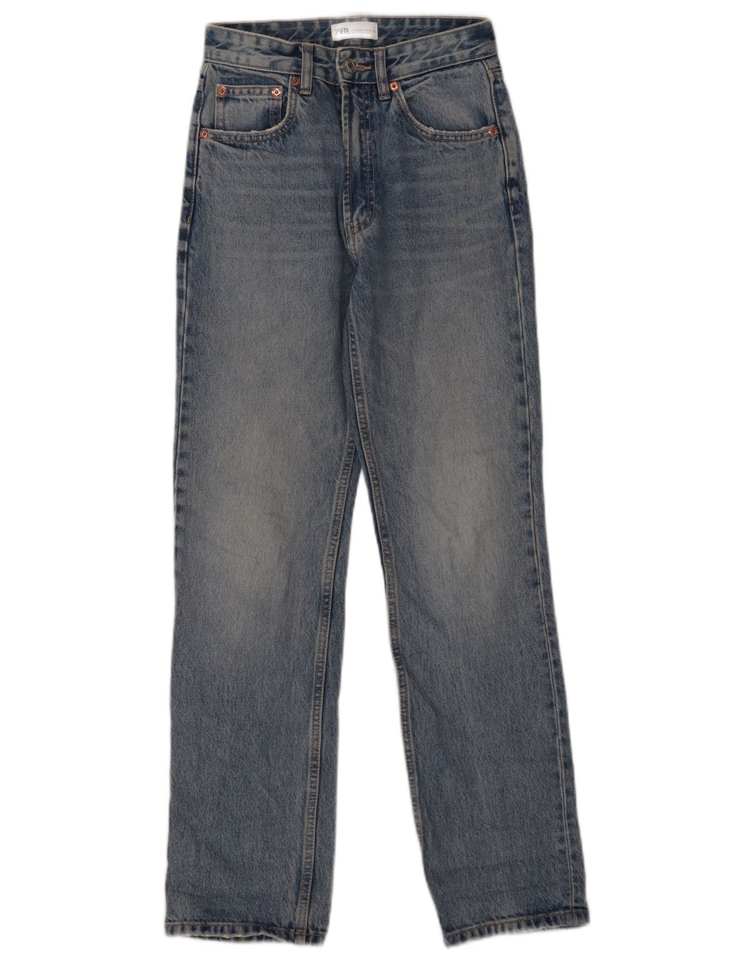 Jean droit femme ZARA EU 34 2XS W24 L30 bleu coton