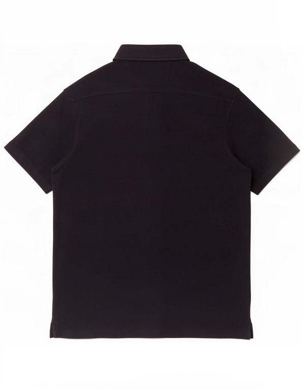 Massimo Dutti Chemise à manches courtes pour hommes Petit coton noir