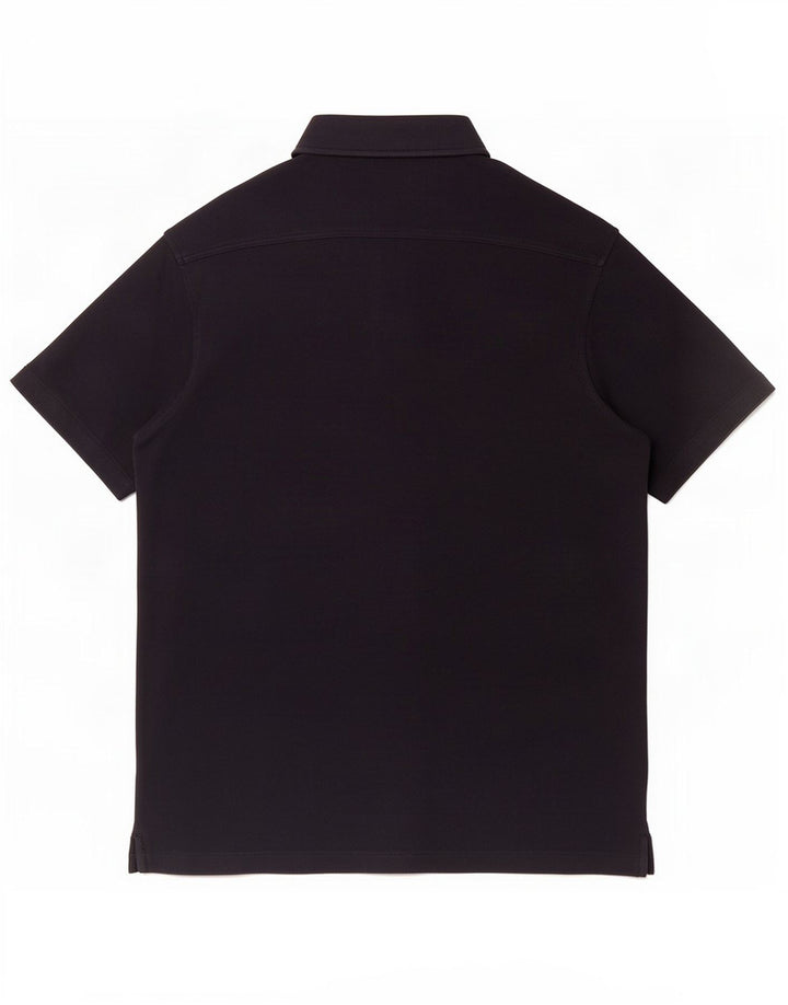 Massimo Dutti Chemise à manches courtes pour hommes Petit coton noir