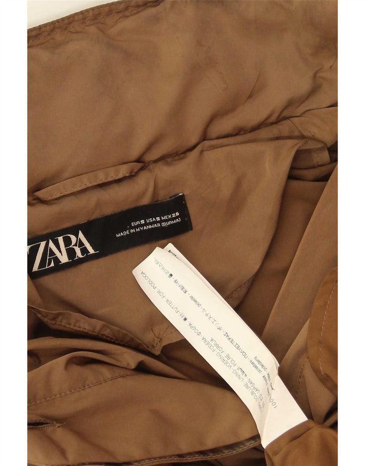 Zara Trench-coat surdimensionné à capuche pour femme UK 10 Petit polyester marron