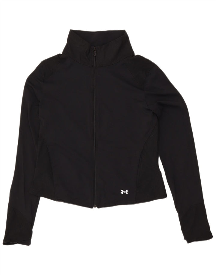 UNDER ARMOUR Veste de survêtement courte pour femme UK 14 Large Noir Nylon