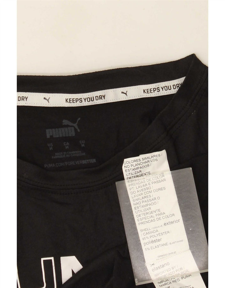 Puma T-shirt court graphique pour femme UK 14 Noir moyen Polyester