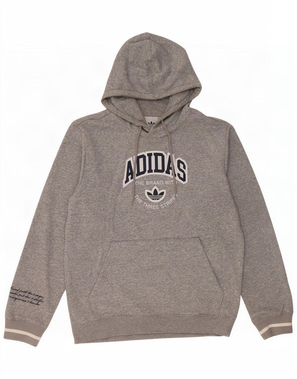 Adidas Pull à capuche graphique en coton moucheté gris moyen pour homme