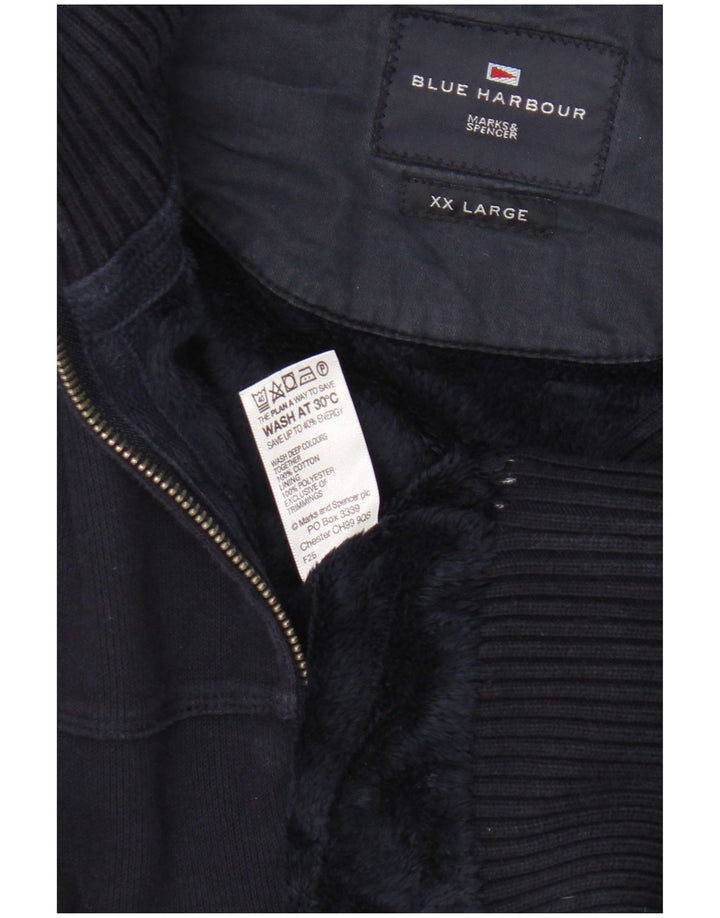 Marks & Spencer Veste de survêtement Blue Harbor pour homme en coton bleu marine 2XL