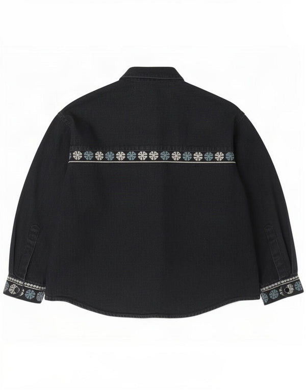Zara Chemise surdimensionnée pour femme UK 10 Petit coton géométrique noir