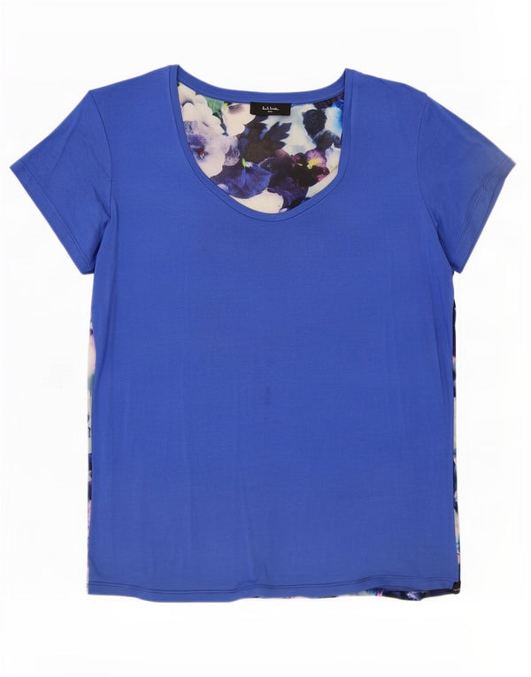 Paul Smith T-Shirt Femme Top UK 18 XL Bleu Floral Modal