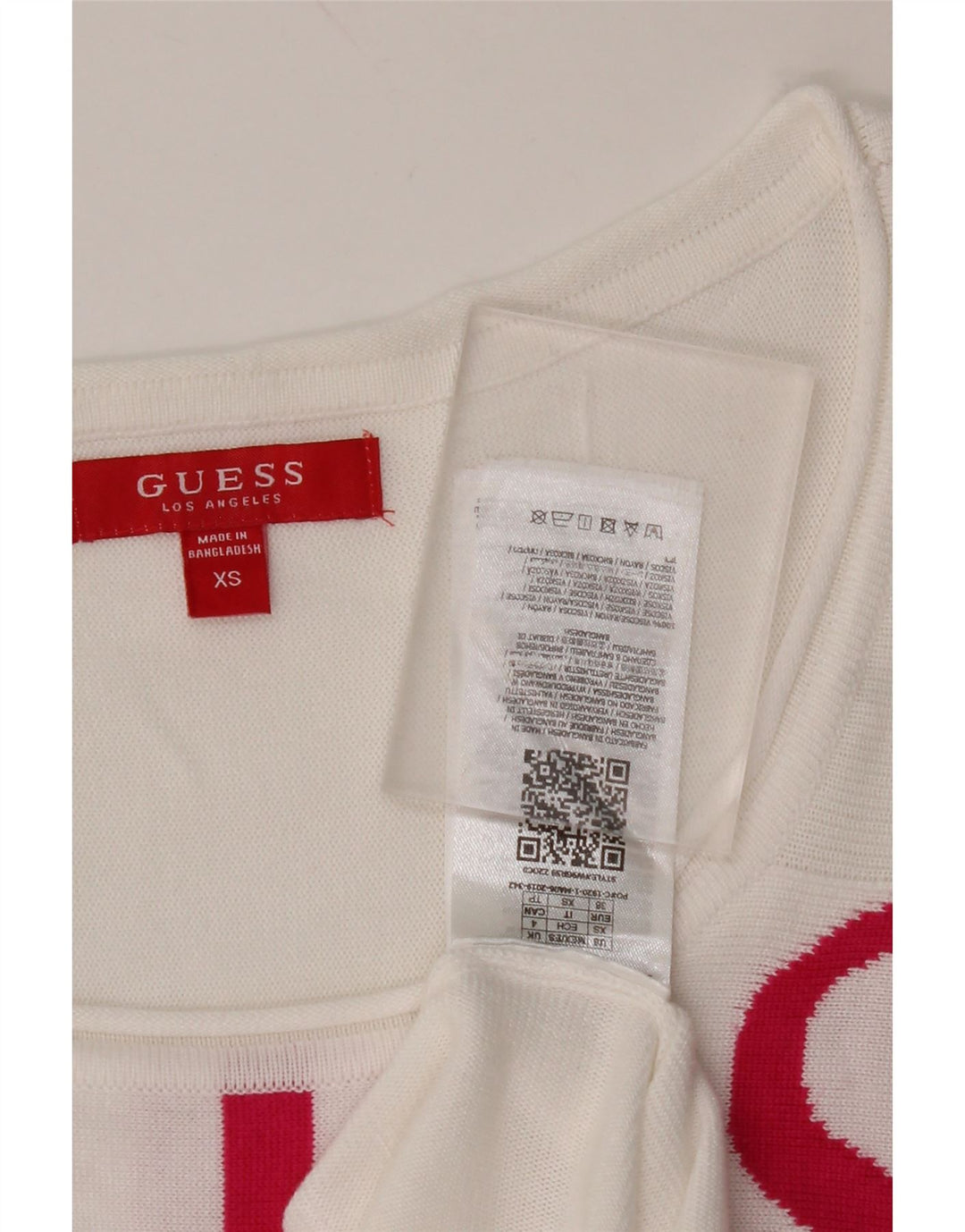 GUESS Robe pull graphique à manches 3/4 pour femme UK 6 XS Viscose blanche