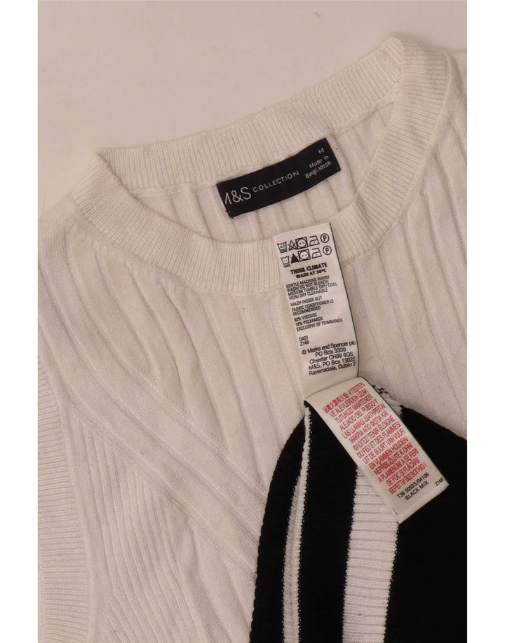 Marks & Spencer Débardeur pour femme UK 12 Medium Blanc Rayé Viscose