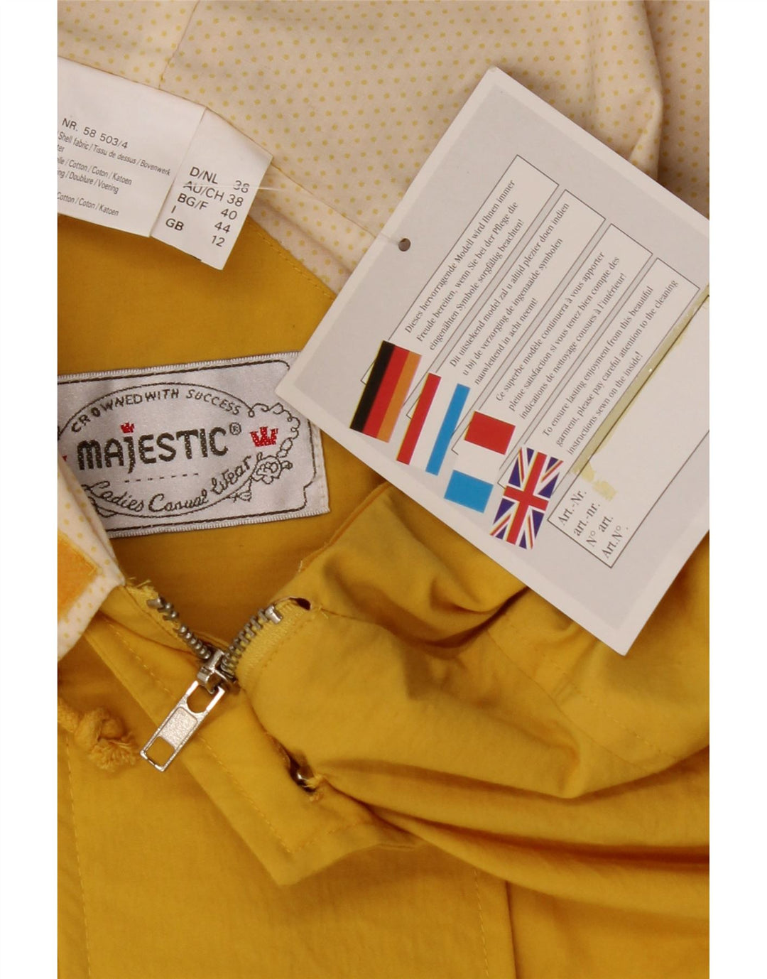 MAJESTIC Womens Oversized Hooded Utility Jacket UK 12 Medium Yellow