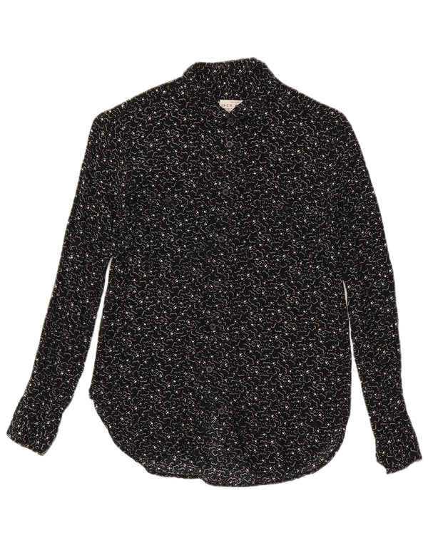 Jack Wills Chemise à manches longues coupe petit ami pour femme UK 6 XS Noir géométrique