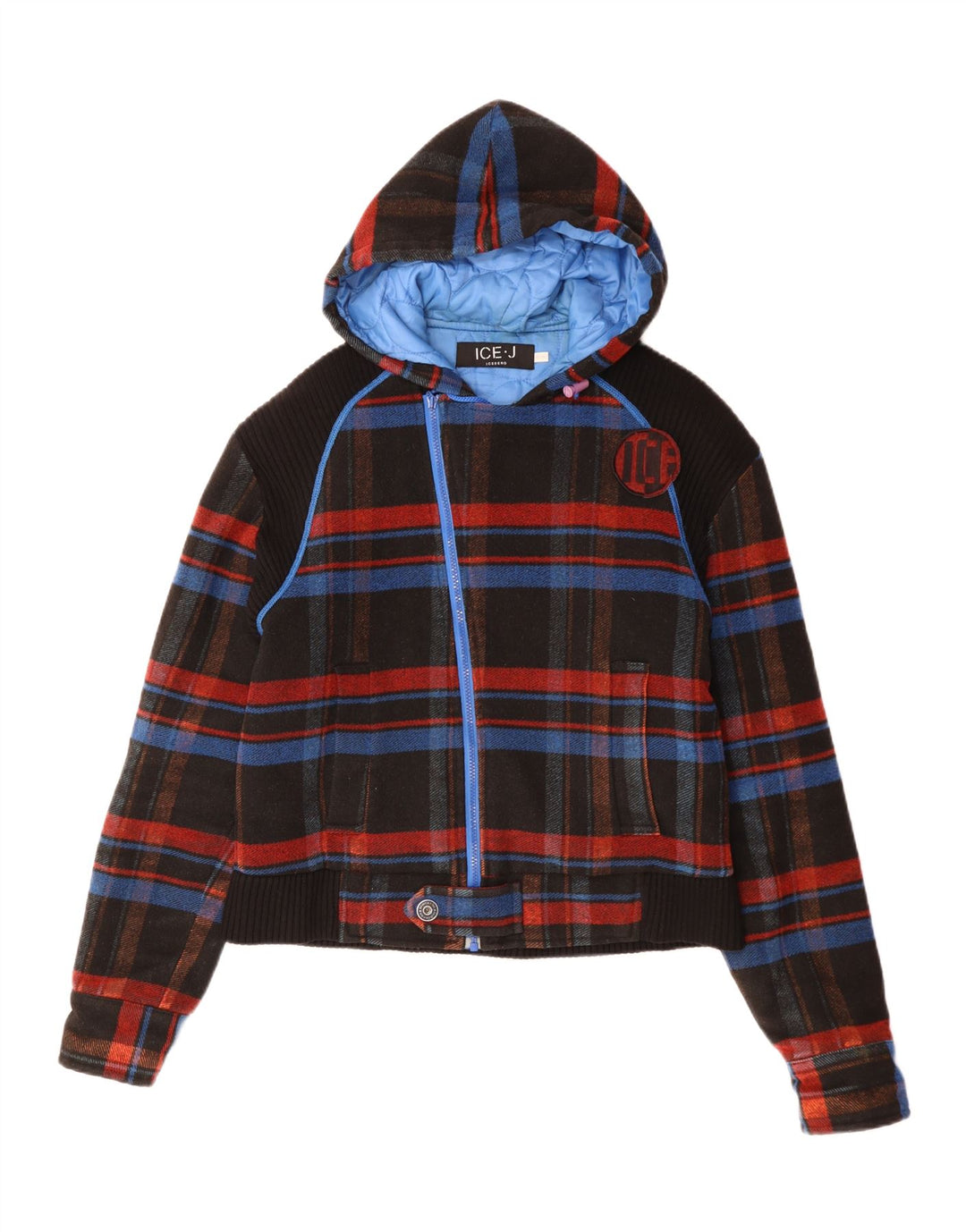 Iceberg Veste Bomber À Capuche Homme IT 52 XL Noir Carreaux Polyester