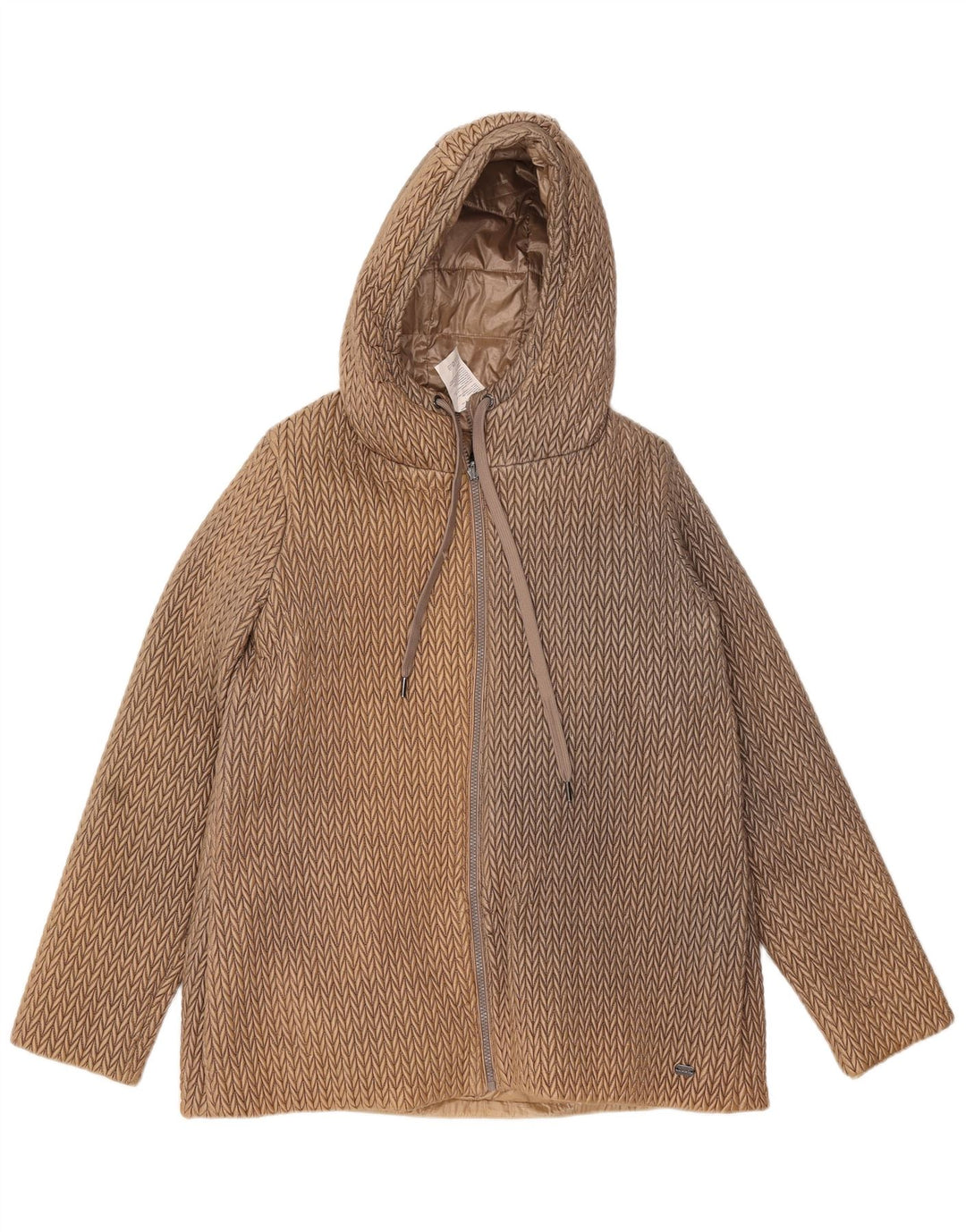 DKNY Womens Hooded Padded Reversible Jacket UK 16 Large Beige Colourblock