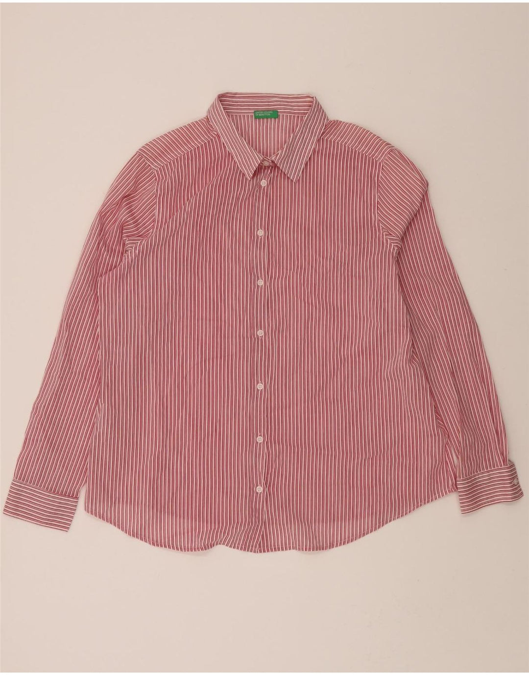 BENETTON Mens Shirt Medium Red Striped Vintage Benetton and Second-Hand Benetton from Messina Hembry 