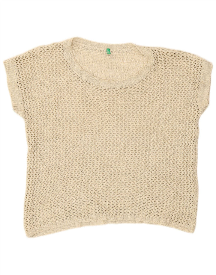Benetton Débardeur en crochet pour femme UK 14 Beige moyen