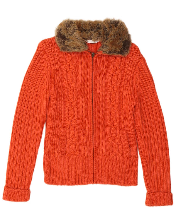 PROMOD Cardigan Femme Pull UK 12 Laine Orange Moyen
