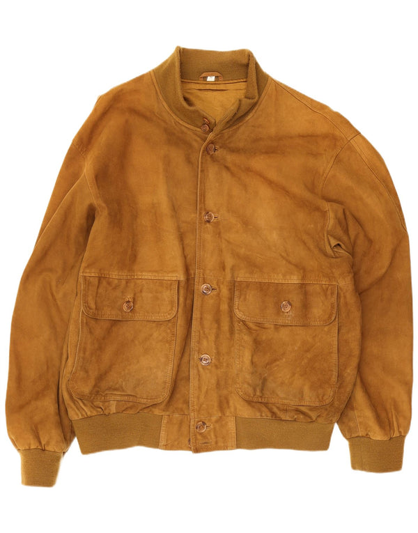 Zarro Veste Bomber en Daim pour Homme UK 44 2XL Cuir Beige