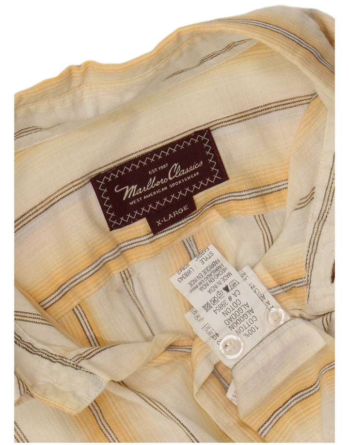 MARLBORO CLASSICS Chemise Homme XL Jaune Rayé Coton