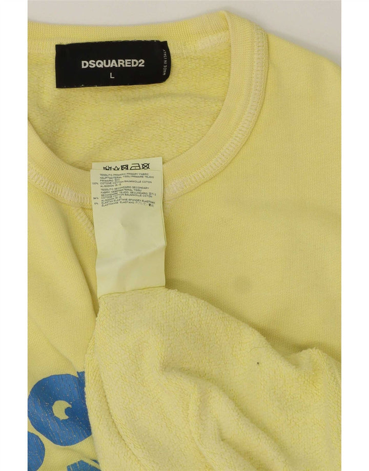 Dsquared2 Homme Graphic Sweatshirt Jumper Grand Jaune Coton