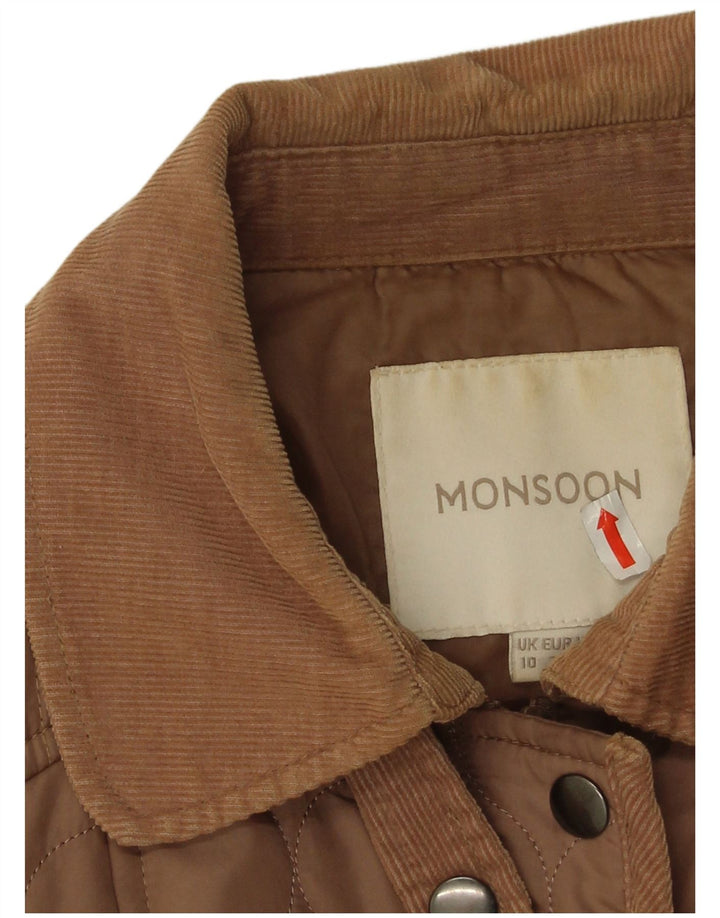 Monsoon Veste matelassée pour femme UK 10 Small Marron Polyester