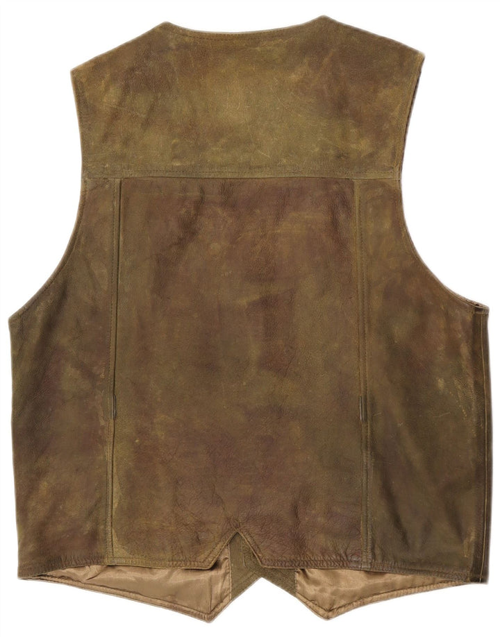 Parforce Gilet en cuir pour homme en cuir kaki moyen