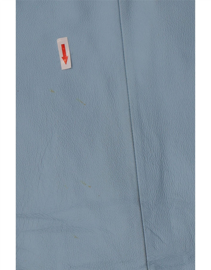 vintage Femme 2 Boutons Veste Blazer En Cuir UK 16 Grand Cuir Bleu