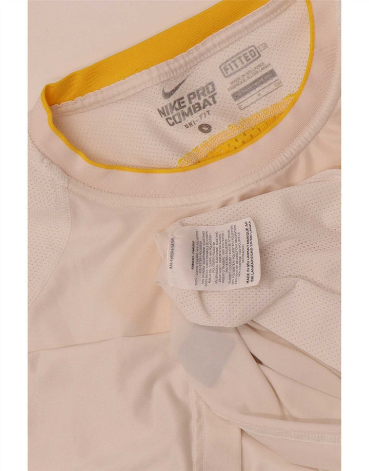 Nike Hommes Dri Fit T-Shirt Haut Petit Blanc Colorblock Polyester