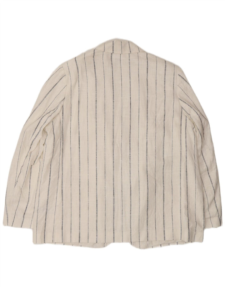 Marks & Spencer Veste blazer ouverte surdimensionnée pour femme UK 18 XL Blanc rayé