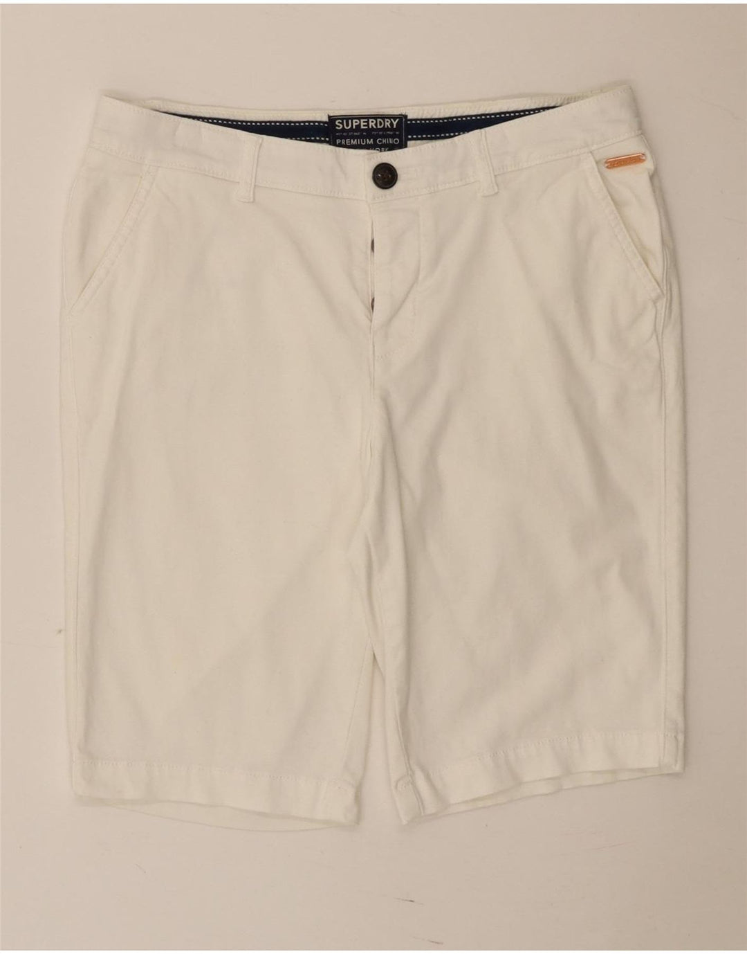 Superdry Short chino régulier pour femme UK 10 Small W30 Blanc
