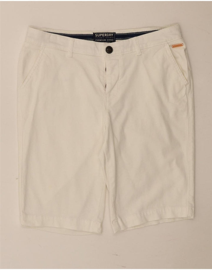 Superdry Short chino régulier pour femme UK 10 Small W30 Blanc
