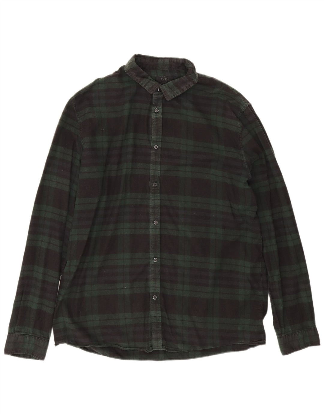 Cos Chemise en flanelle pour homme en coton à grands carreaux verts