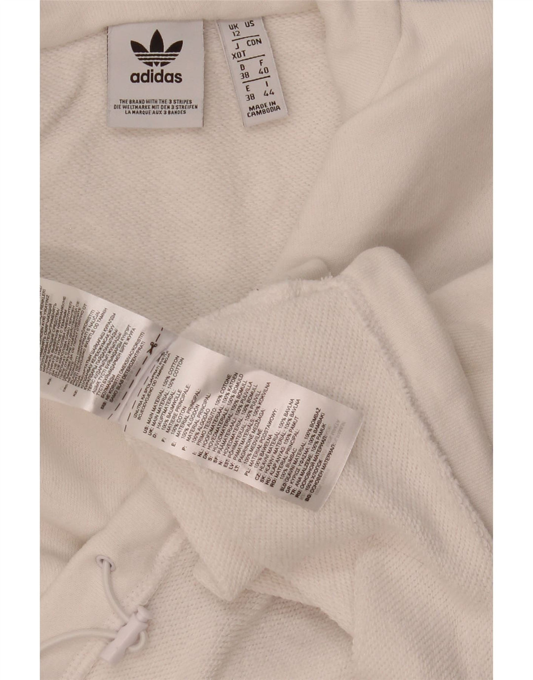 Adidas Sweat-shirt court surdimensionné pour femme UK 12 Blanc moyen