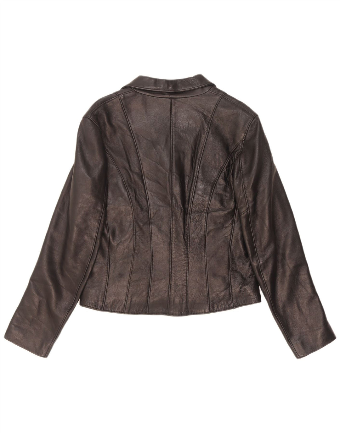 veste en cuir femme vintage IT 46 Grand Noir