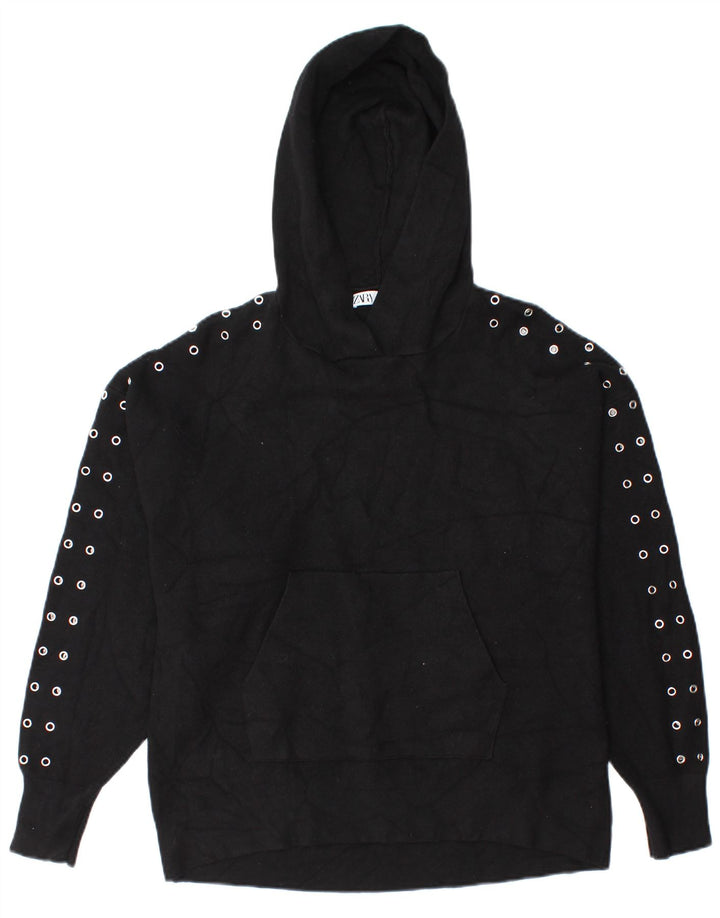 Zara Pull surdimensionné pour femme UK 10 Petite viscose noire
