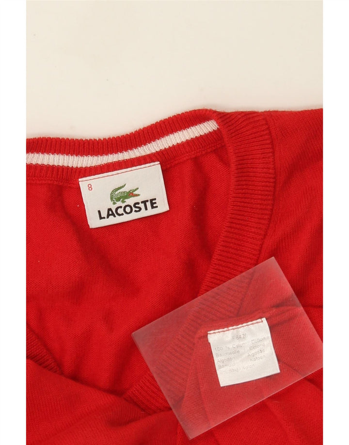 Lacoste Pull col V pour homme Taille 8 3XL Coton rouge