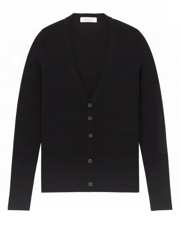 Zara Pull Cardigan Homme UK 14 Large Viscose Noir
