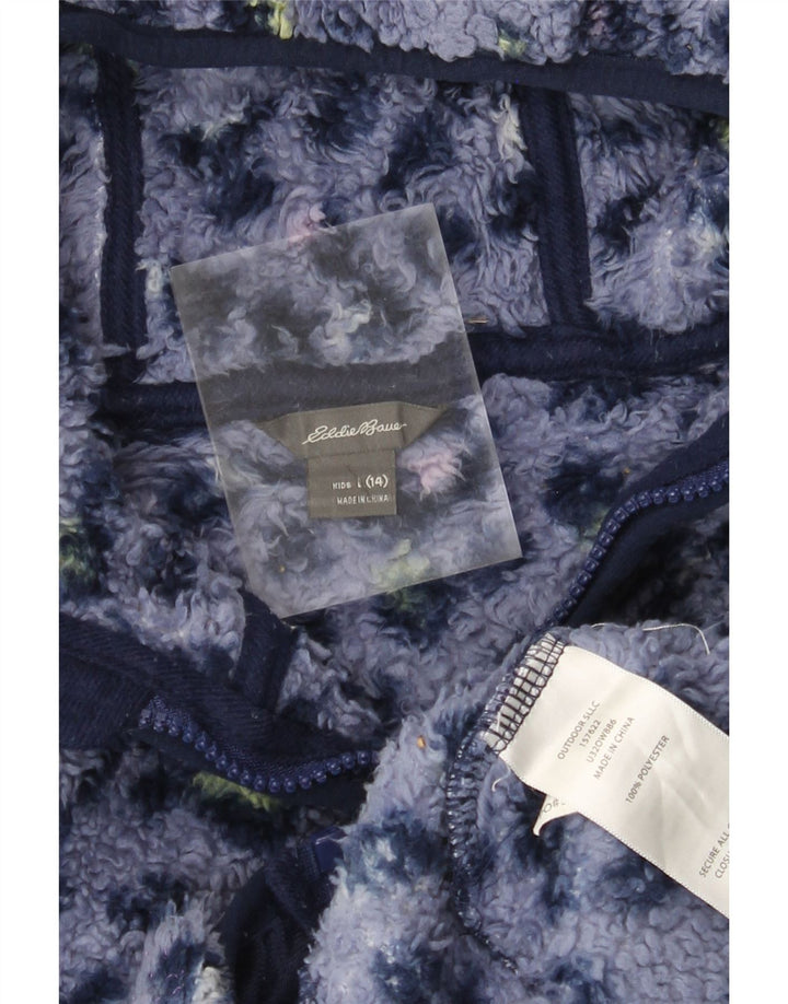 EDDIE BAUER Veste polaire à capuche fille 13-14 ans grand imprimé animal bleu