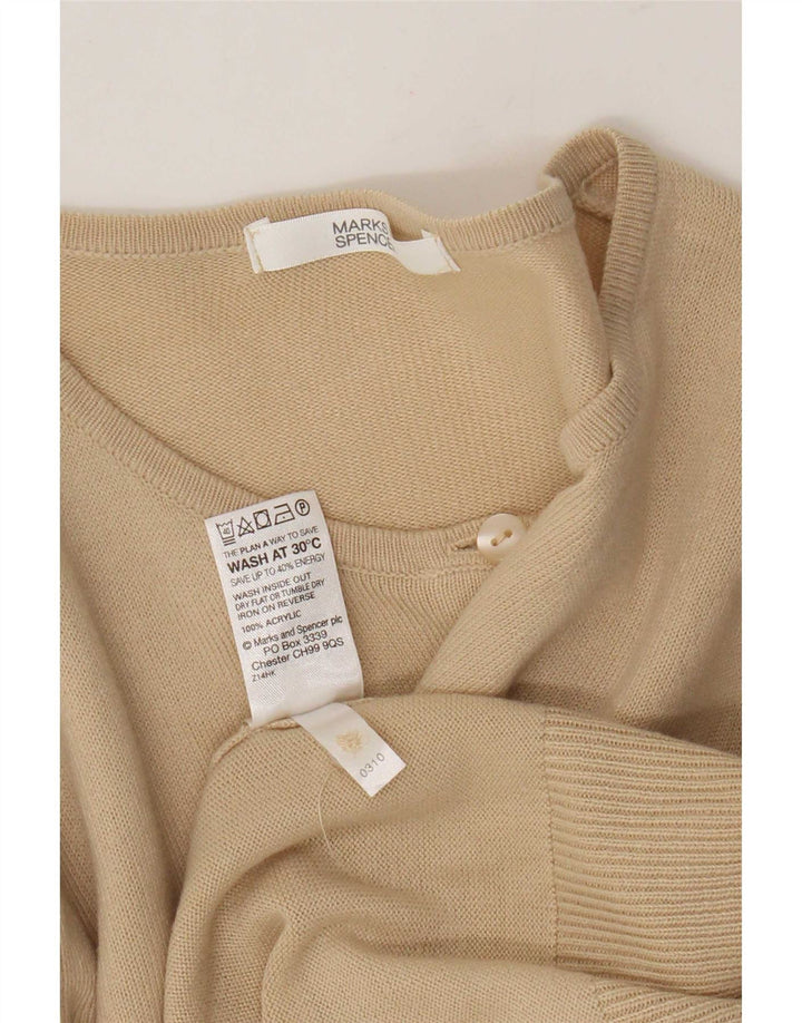 Marks & Spencer Pull Cardigan Femme UK 14 Acrylique Beige Moyen