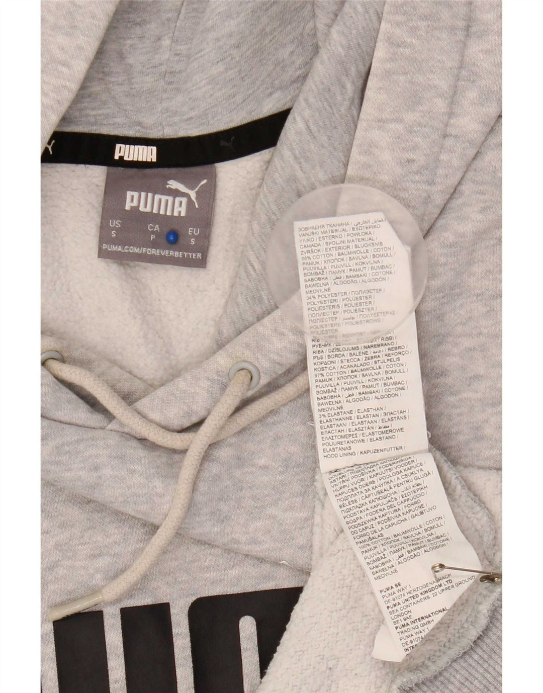 Puma Pull à capuche graphique homme petit gris coton
