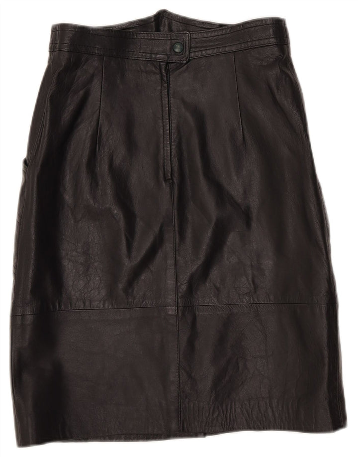 jupe en cuir femme vintage IT 42 Medium W27 Noir