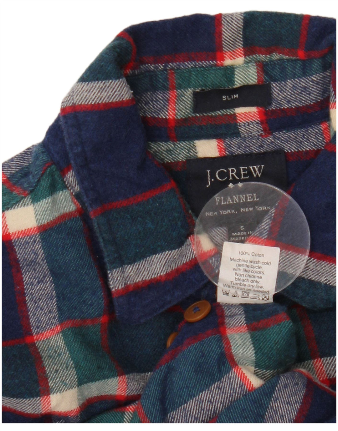 J. CREW Chemise Slim en Flanelle pour Homme Petit Carreau Bleu Marine en Coton