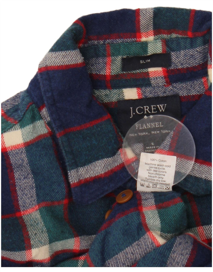 J. CREW Chemise Slim en Flanelle pour Homme Petit Carreau Bleu Marine en Coton
