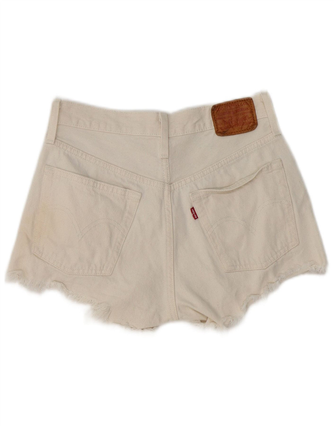 Levi's Short en Denim Déchiré W25 XS Femme Blanc Coton