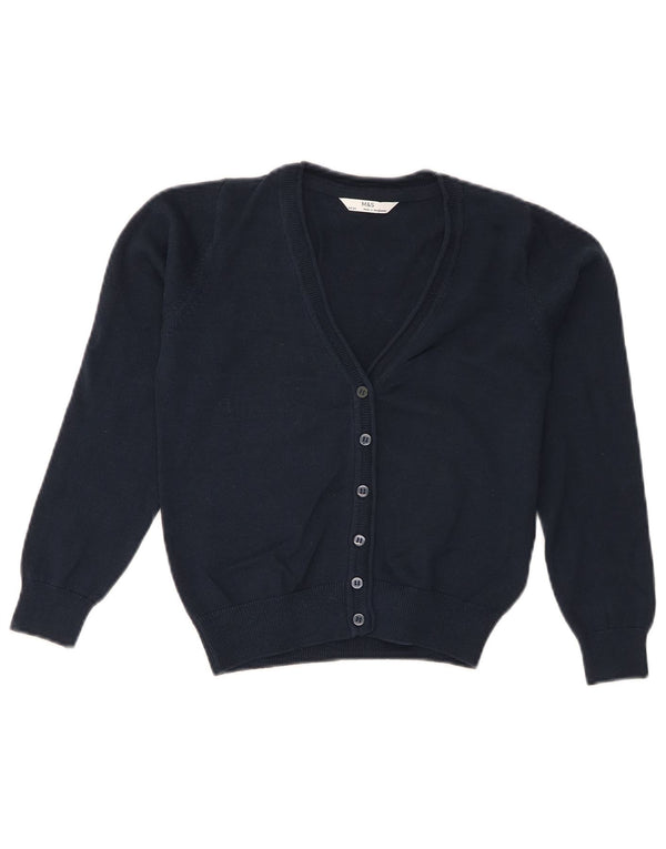 Marks & Spencer Pull Cardigan Fille 8-9 ans Bleu Marine Coton